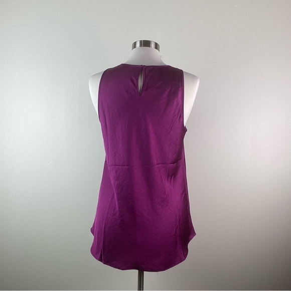 NEW Express Satin Crew Neck Tank Size Large Berry - Picture 10 of 11